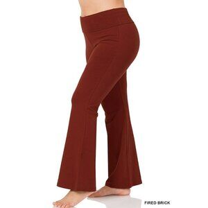 Zenana Pants Foldover Plus Size Yoga Pants Fired Brick